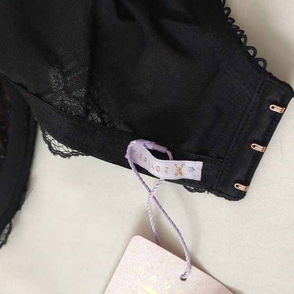 Savage X Fenty Black Caviar Sparkle Prep Unlined Balconette Bra 42D - Picture 5 of 9